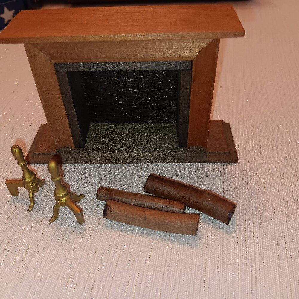 Fomerz Japan antique vintage dollhouse mini furniture fireplace logs Andirons